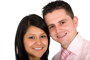stock photo of adults with braces
