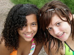 stock photo of 2 teen girls