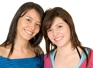 stock photo of 2 young women